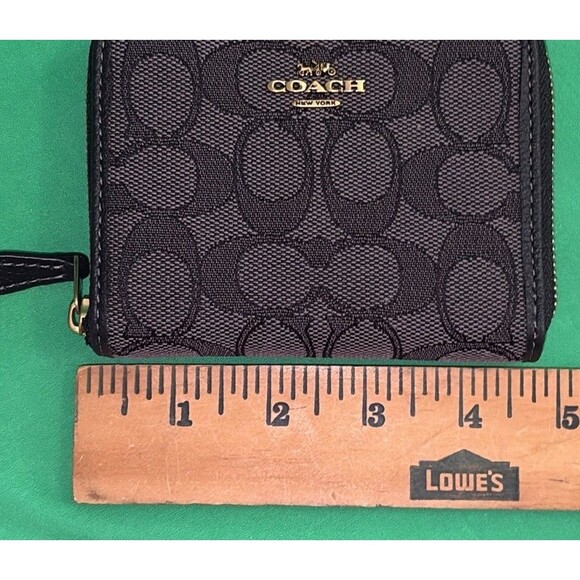 COACH Jacquard Small Zip Around Wallet In Signature Denim CP431 Black/gray Purse - Picture 10 of 10